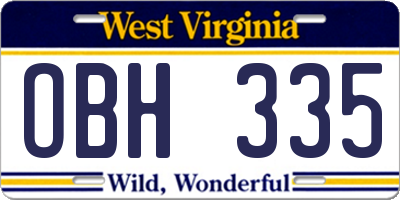 WV license plate OBH335