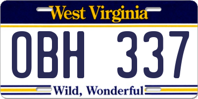 WV license plate OBH337