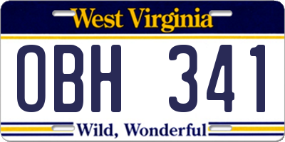 WV license plate OBH341