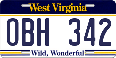 WV license plate OBH342