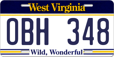 WV license plate OBH348