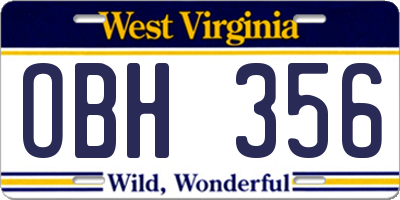 WV license plate OBH356