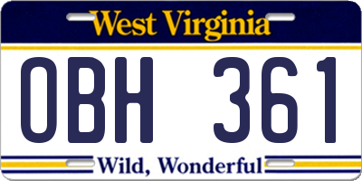 WV license plate OBH361