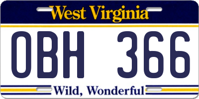 WV license plate OBH366