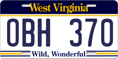 WV license plate OBH370