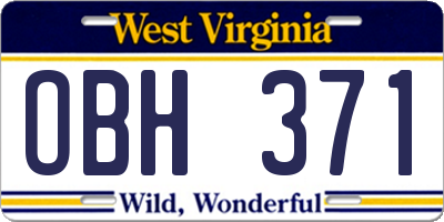 WV license plate OBH371