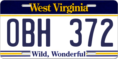WV license plate OBH372