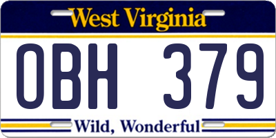 WV license plate OBH379