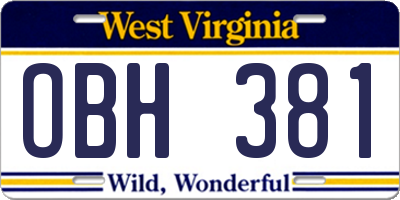 WV license plate OBH381
