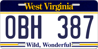 WV license plate OBH387