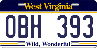 WV license plate OBH393