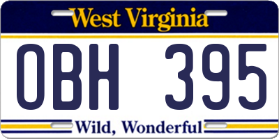 WV license plate OBH395