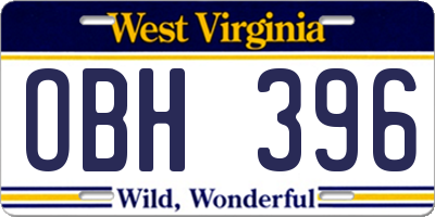 WV license plate OBH396