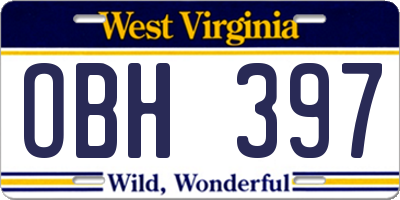 WV license plate OBH397