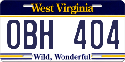 WV license plate OBH404