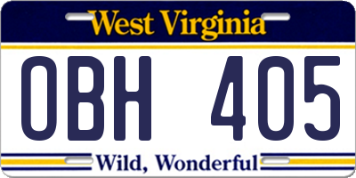 WV license plate OBH405