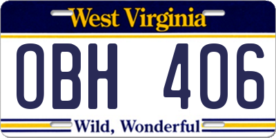WV license plate OBH406