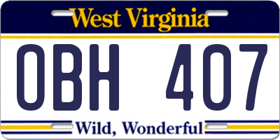 WV license plate OBH407