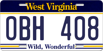 WV license plate OBH408
