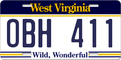WV license plate OBH411