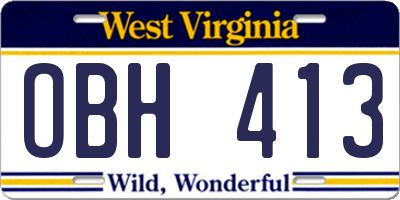 WV license plate OBH413