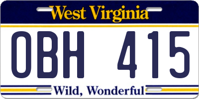 WV license plate OBH415