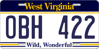WV license plate OBH422