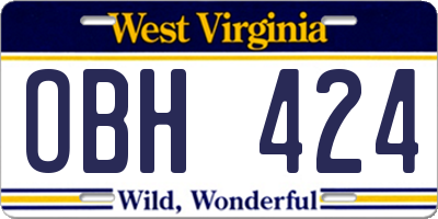 WV license plate OBH424