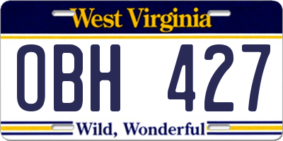 WV license plate OBH427