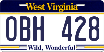 WV license plate OBH428