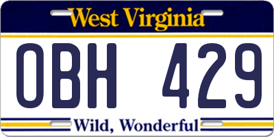 WV license plate OBH429