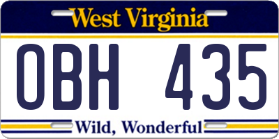 WV license plate OBH435