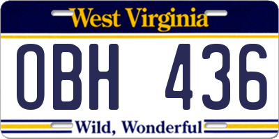 WV license plate OBH436