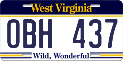 WV license plate OBH437