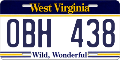 WV license plate OBH438
