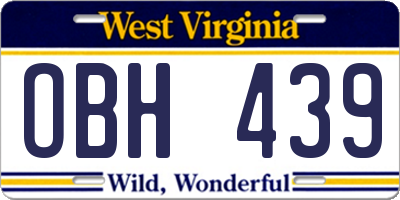 WV license plate OBH439
