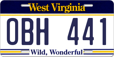 WV license plate OBH441