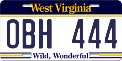 WV license plate OBH444