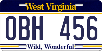 WV license plate OBH456