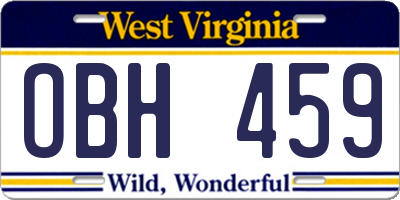 WV license plate OBH459
