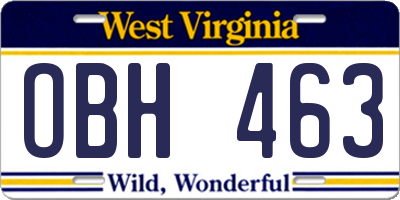 WV license plate OBH463