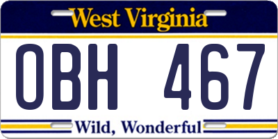 WV license plate OBH467
