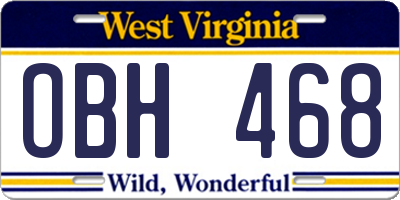 WV license plate OBH468