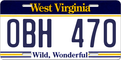WV license plate OBH470