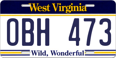 WV license plate OBH473