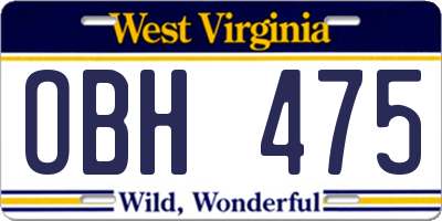WV license plate OBH475