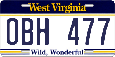 WV license plate OBH477