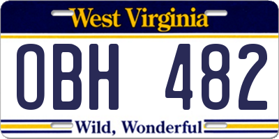 WV license plate OBH482
