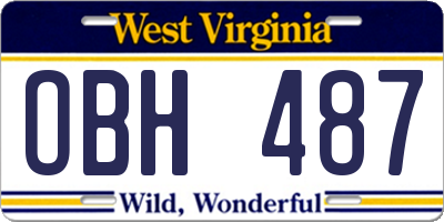 WV license plate OBH487