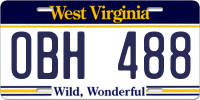 WV license plate OBH488